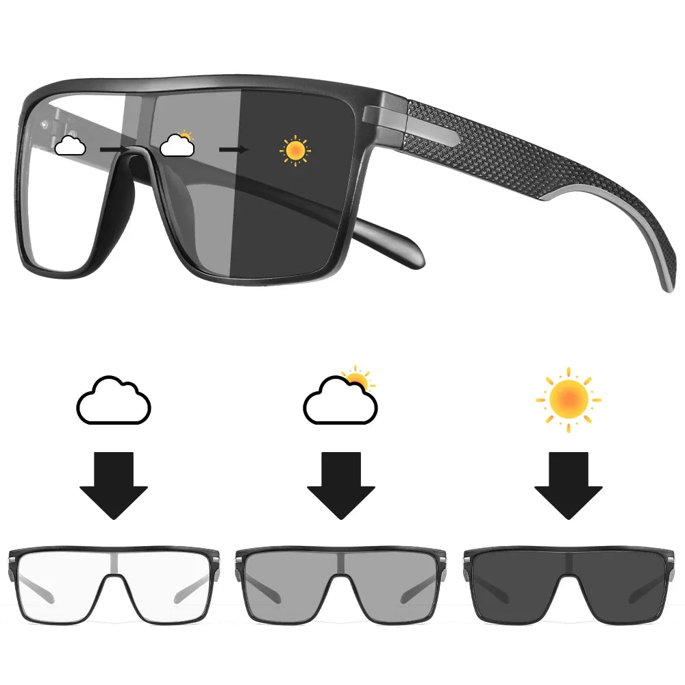 CRIXLAIS Fashion Photochromic Polarized Sunglasses Men Women Oversized Sun Glasses Male Night Vision Driving Goggles UV400