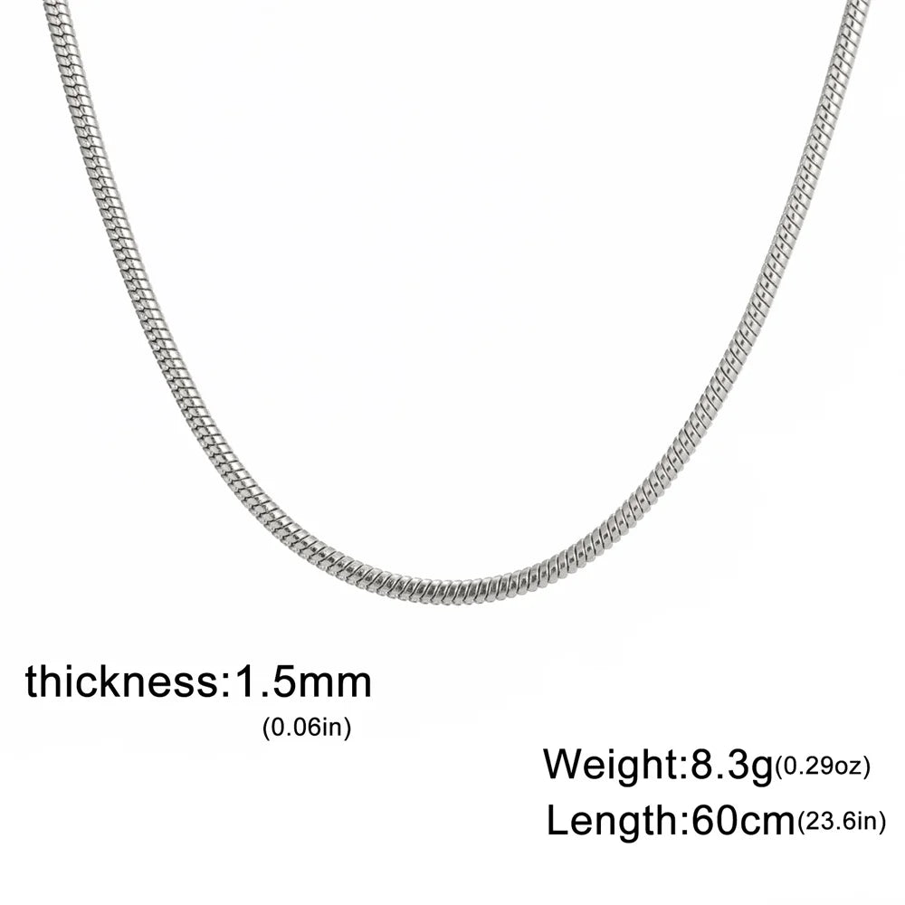 My Shape Round Snake Chain Necklace for Women Men Stainless Steel Link Chain 0.9mm 1.2mm 2mm Chains Choker Fashion Jewelry Gifts
