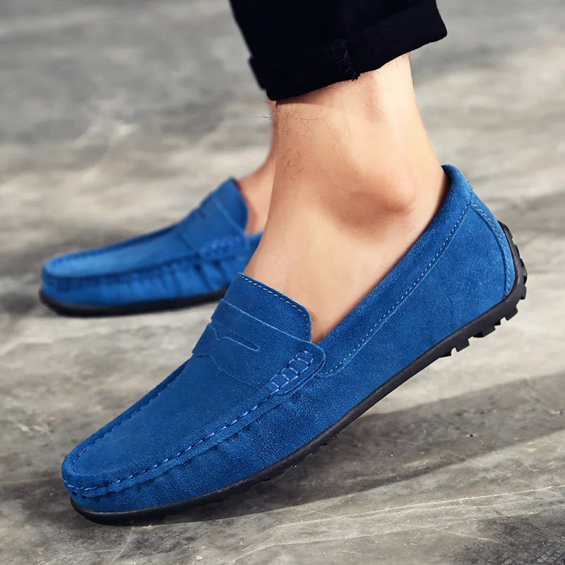 Suede Leather Designer Luxury Brand Smile Mens Casual Formal Loafers Slip On Moccasin Flats Footwear Male Driving Shoes for Men