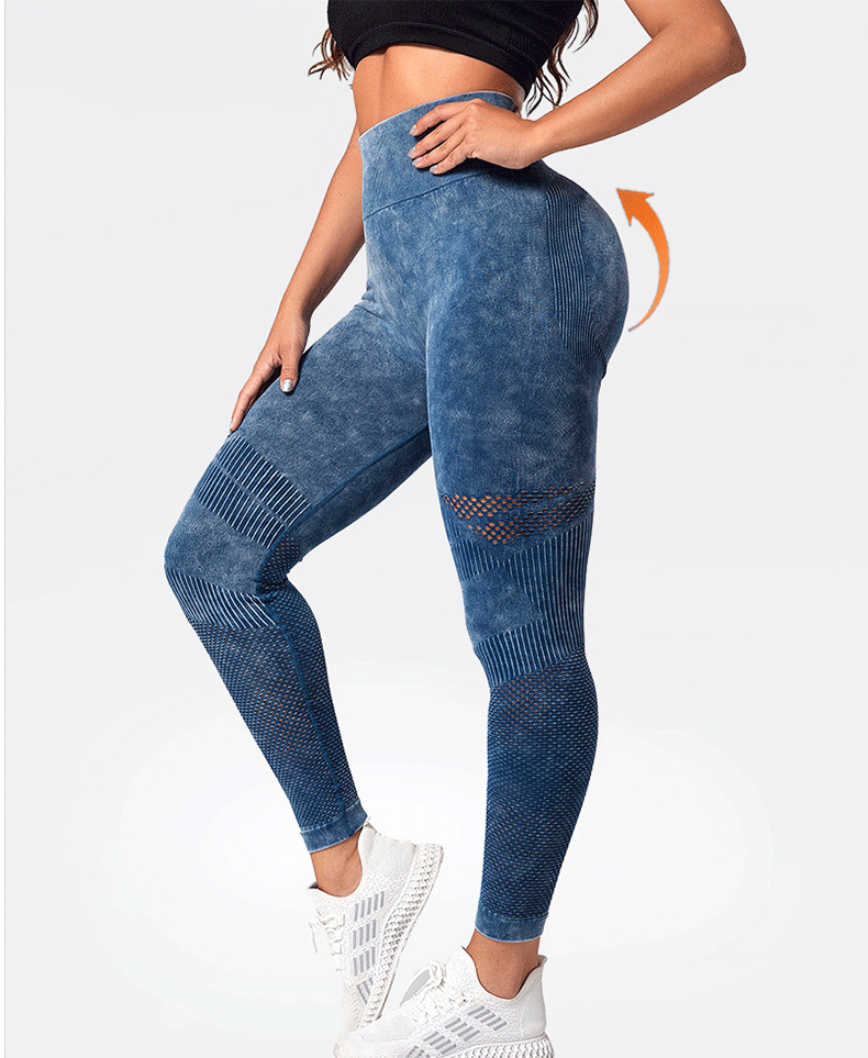 Women Seamless Leggings Washing Yoga pants Bubble Butt Push Up Fitness Legging