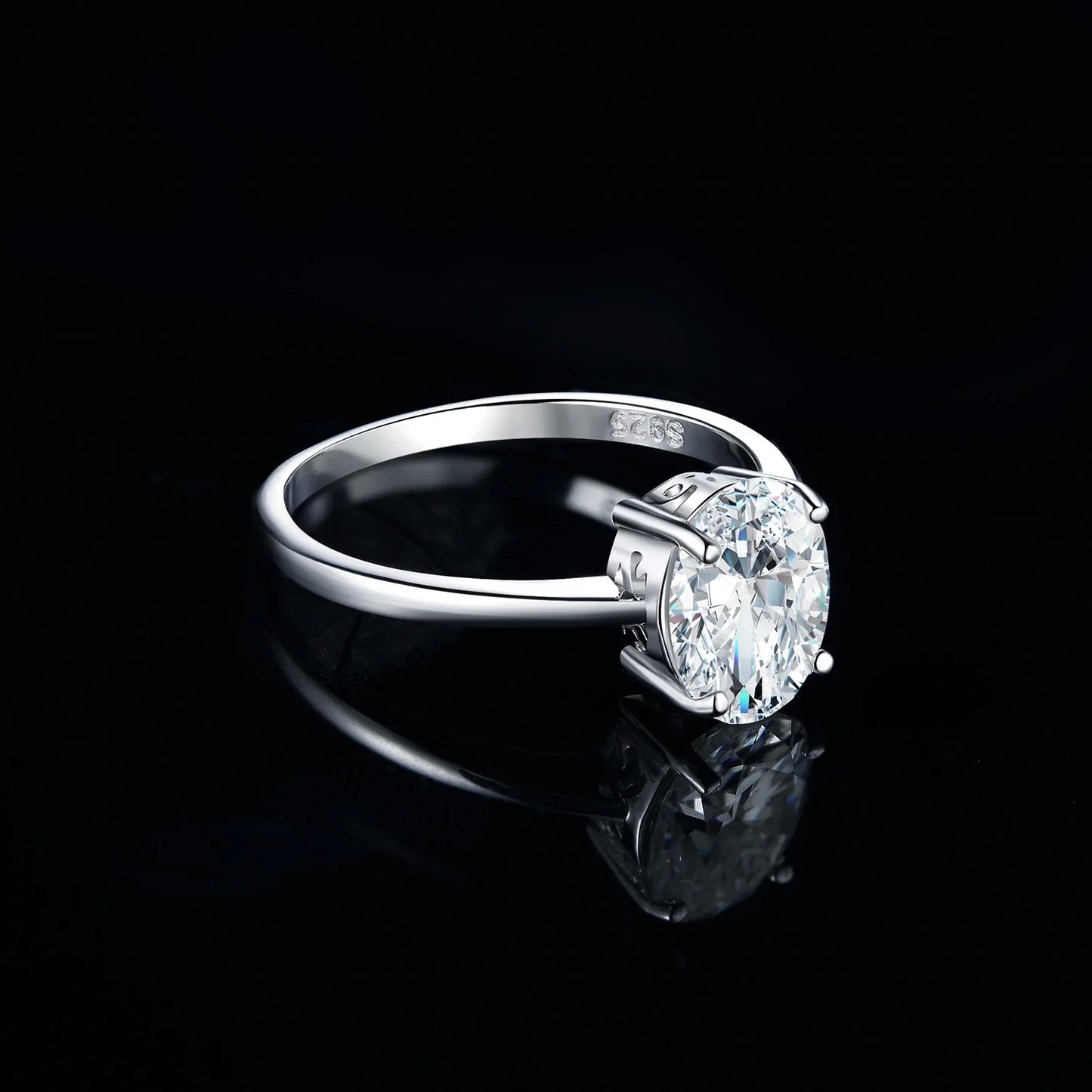 JewelryPalace Moissanite D Color 1ct 2ct Oval S925 Sterling Silver Solitaire Wedding Engagement Ring for Woman