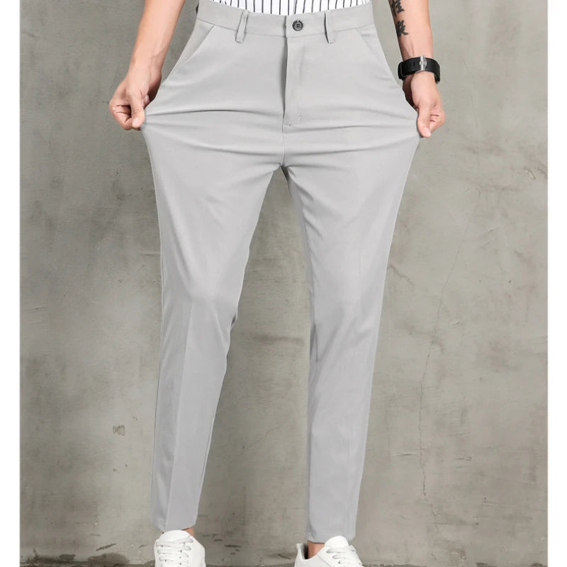 Spring Thin Suit Pants Men's Slim Fit Business Casual Pants Drape Stretch Men's