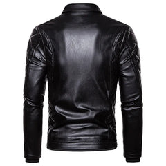 Motorcycle Bomber Add Wool Leather Jacket Men Autumn Turn Down Fur Collar