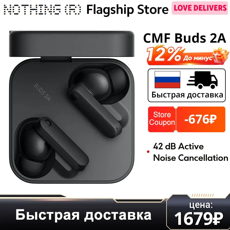 Global Version CMF Buds 2a Bluetooth 5.4 Up to 31H of playback 12.4mm Driver 42dB ANC 4HD Mics IP54