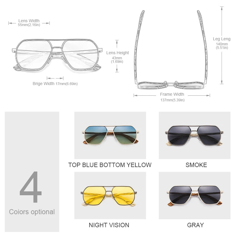 Alloy Sunglasses Men Women Wooden Polarized Sun Glasses Driving
