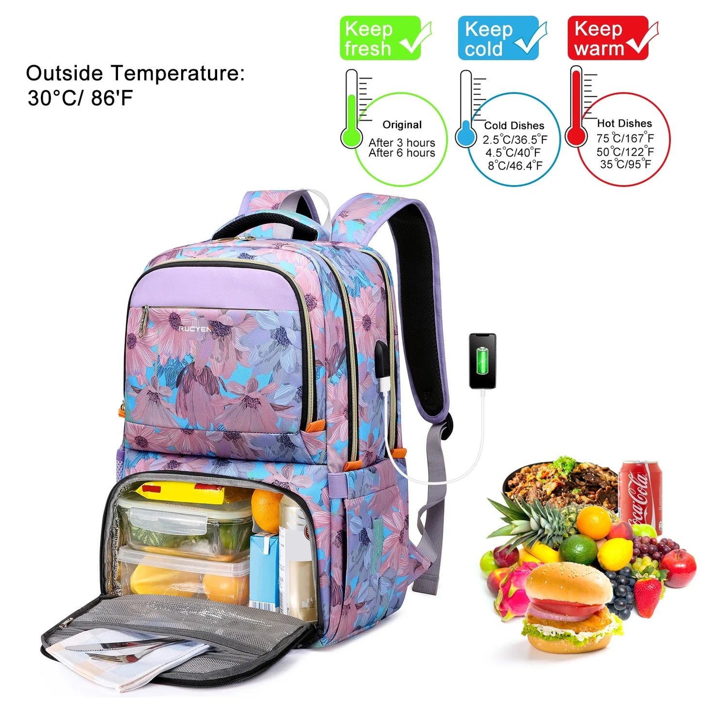 Lunch Backpack Insulated Cooler Picnic Bag Multifunctional Travel Bag Large Capacity Outdoor Picnic Camping Waterproof Backpack