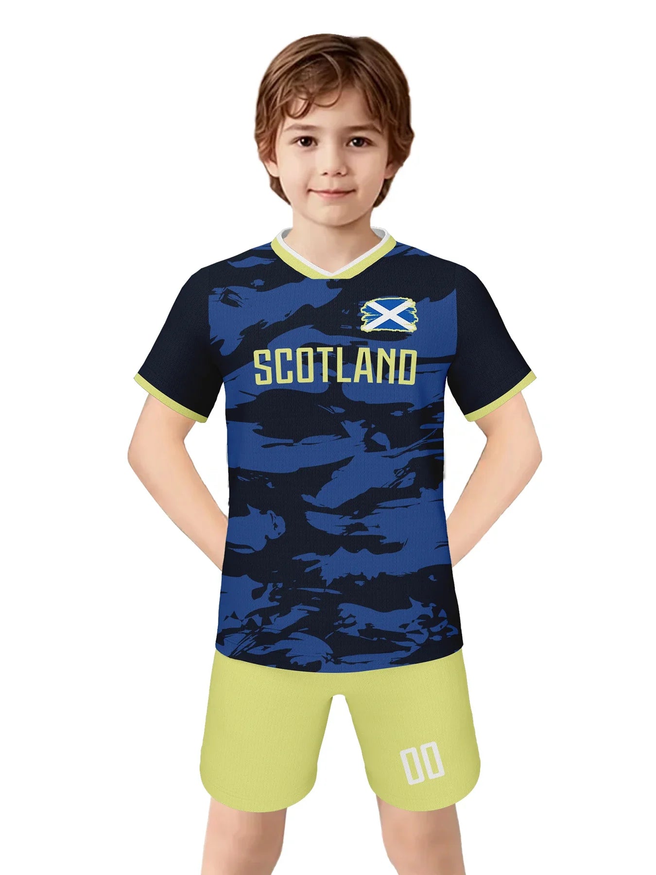 Custom Scotland Soccer Jersey Kids Football Kit Personalized Name Number Youth Team Uniform Quick-Drying Sportswear 3-14Y