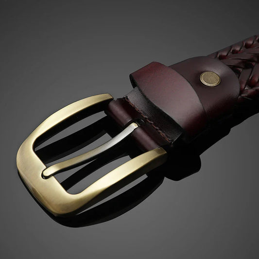 Luxury Men's Pin Buckle Braided Belt High Quality Braid Vintage Belt For Men's Casual Jeans Belt