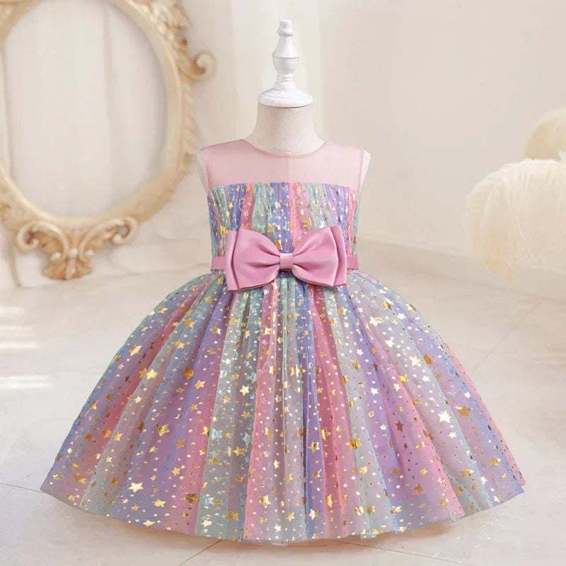 Christmas Unicorn Children's Sequins Tutu Dress Girls Rainbow Wedding Birthday Party Princess Dress Performance Cosplay Costume
