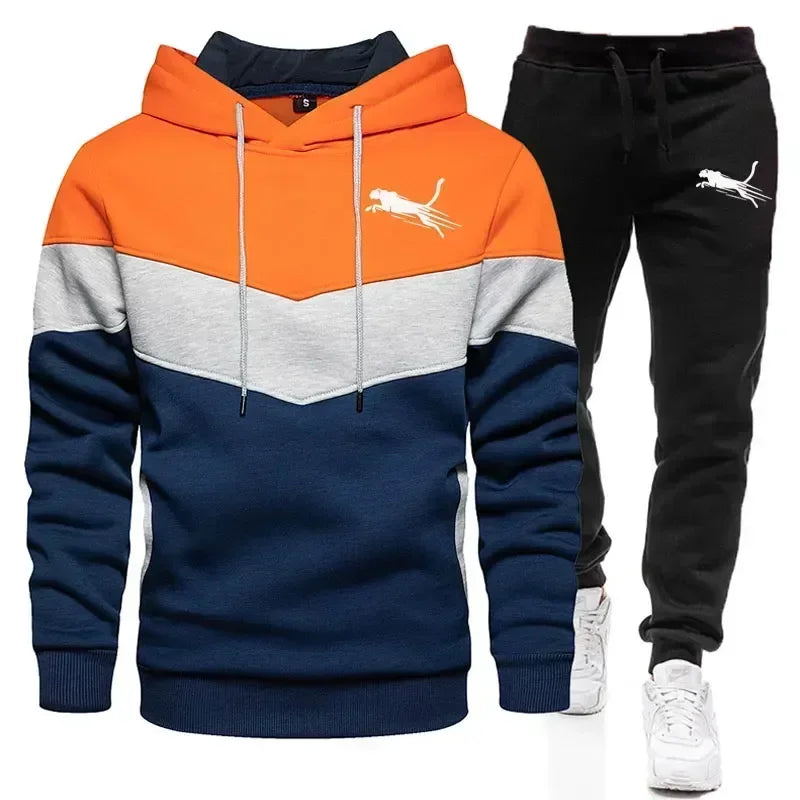 Men's hoodie set for autumn and winter, hoodie and sweatpants set, new hooded sportswear and fashionable sweatpants, two-piece s