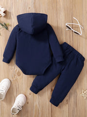 0-24 Months Newborn Baby Boy 2PCS Clothes Set Letter Print Long Sleeve Hoodie Romper+Pants Toddler Boy Cute Spring&Autumn Outfit