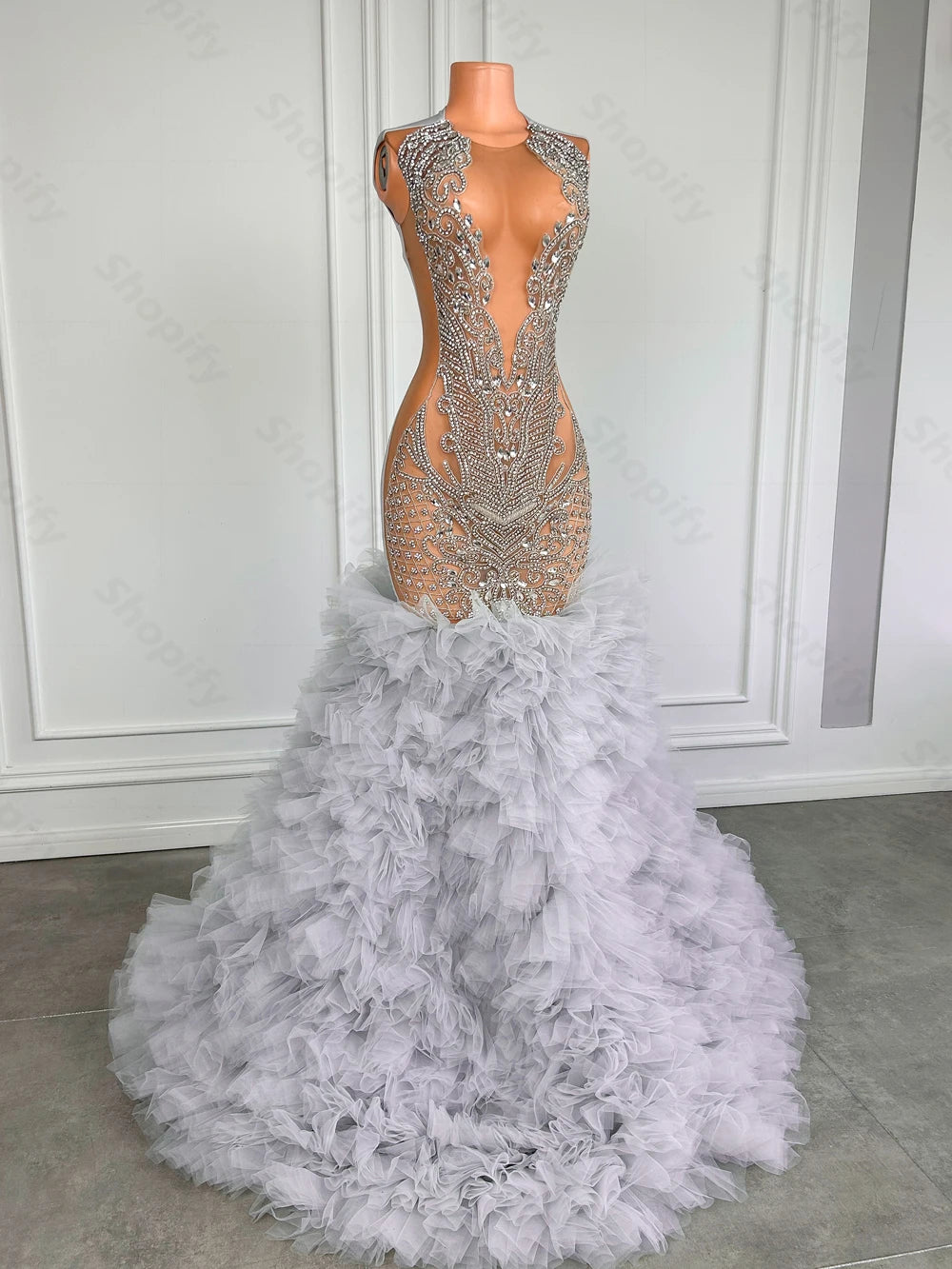 Homecoming Dresses: Prom Dress African Black Girls Luxury Crystal Rhinestones