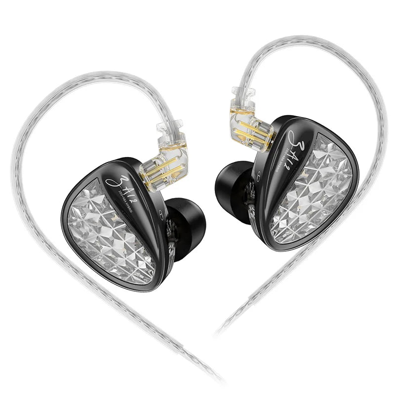 KZ ZA12 2DD+4BA Hybrid IEM Headphones Wired InEar Monitor Hifi Adjustable Tuning Earphones Sports Noise Cancellin Gaming Headset