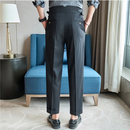 Italian Style High-waisted Straight-leg Long Pants Casual Versatile Trousers For British Men