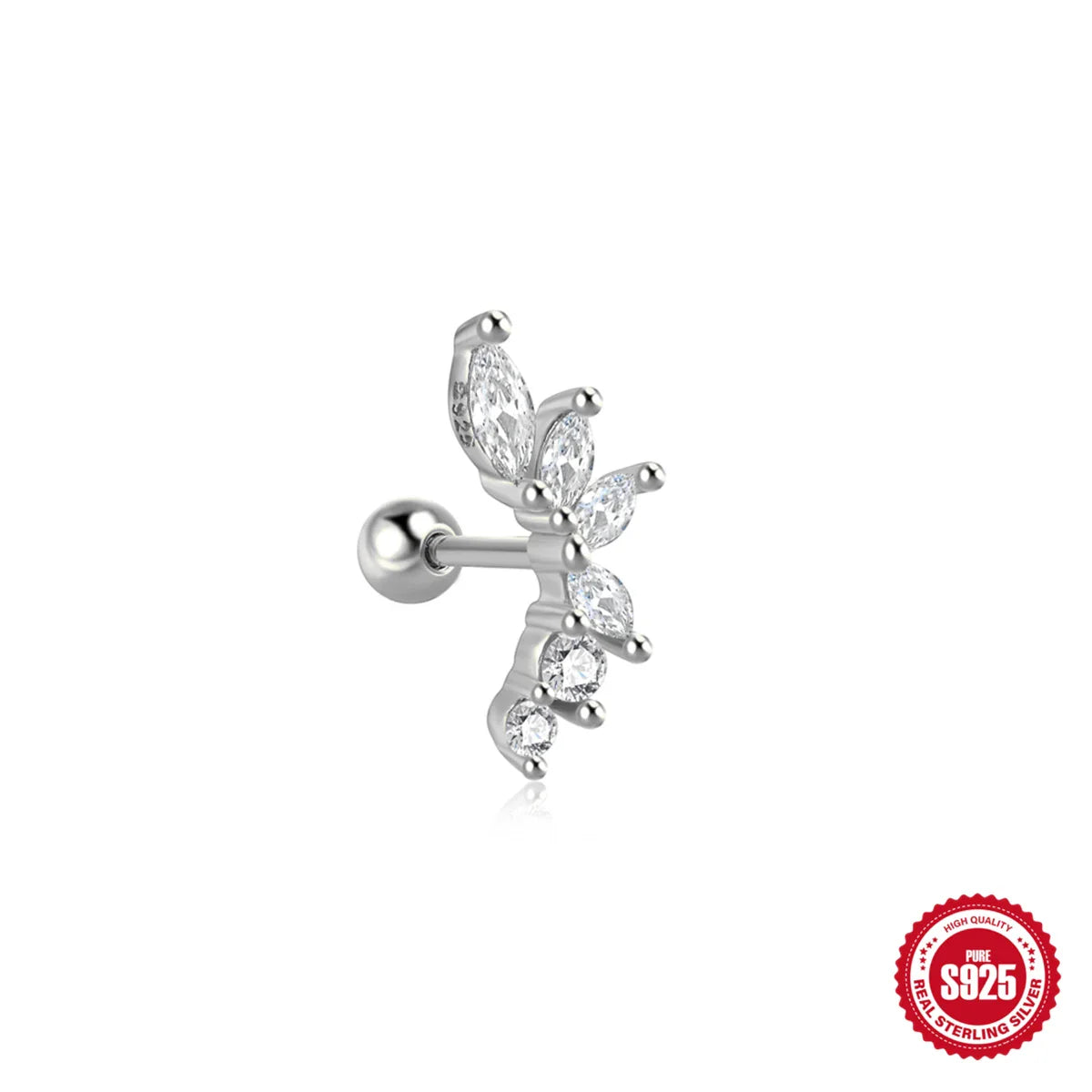 AIDE Heart Round Ball Flat Helix Piercing Earring 925 Sterling Silver Ear Studs Geometric Zircon Exquisite Trinket Studs Aretes