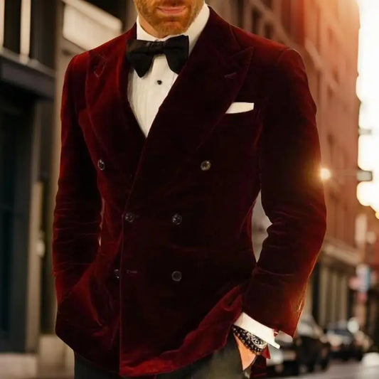 Tuxedo for Mens: Slim Fit Wedding Men Suit Jacket for Groom Party 1 Piece Velvet
