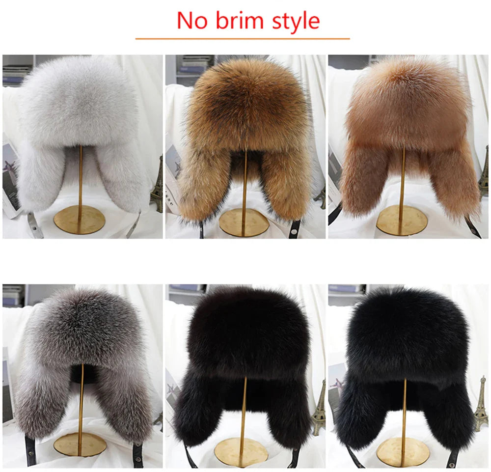 2025 Cap 100% Raccoon Dog Full Fur Fox Fur Hat Men's Fur Ear Protection Winter Thickened and Warm Russian Hat Men's Trend
