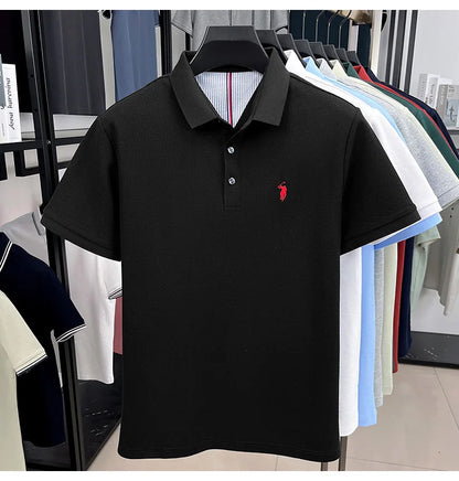 100% pure cotton short sleeved men's polo shirt summer fashion high-end brand pony embroidery golf top casual business T-shirt
