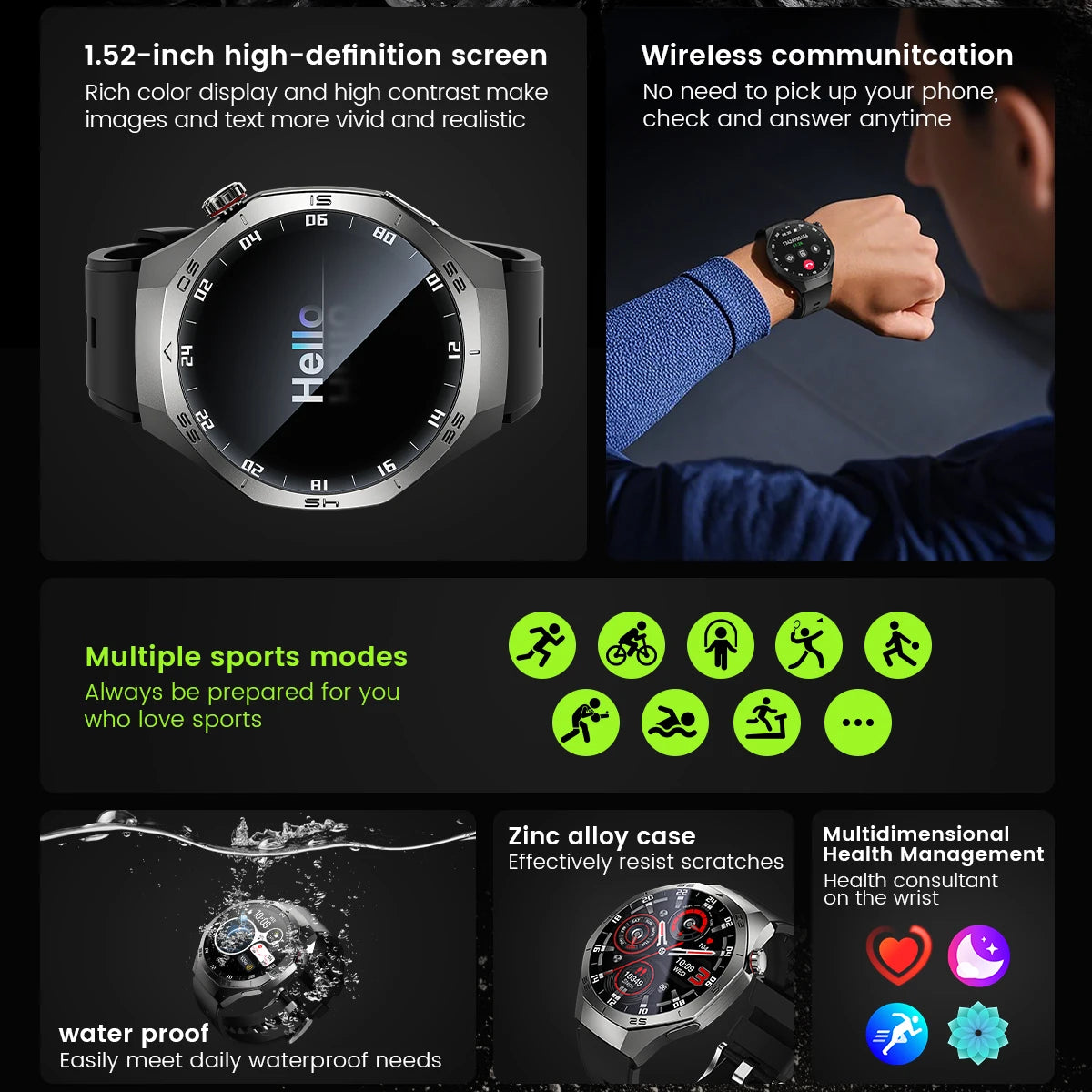 Round GPS Smart Watch Waterproof BT Call Men SmartWatch for Women Health Monitor 100+Sport Smart Band DIY Watch Faces Best Gifts