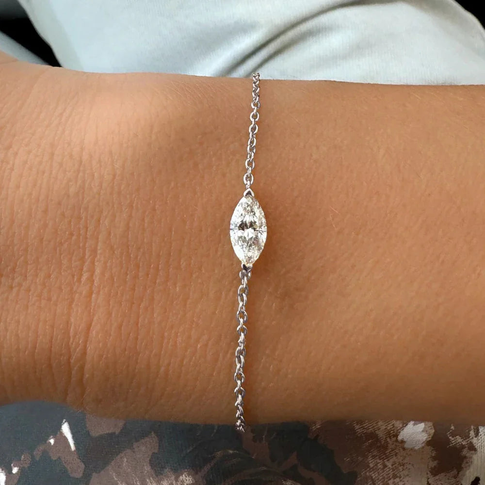 Pear/Marquise/heart Cut Solitaire Moissanite Diamond Bracelet for Women S925 Silver Plated 18k Gold Wrist Chain with Certificate
