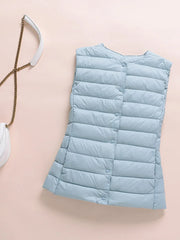 Ultralight Down Vest Women Single-breasted Sleeveless Female Duck Down Waistcoat