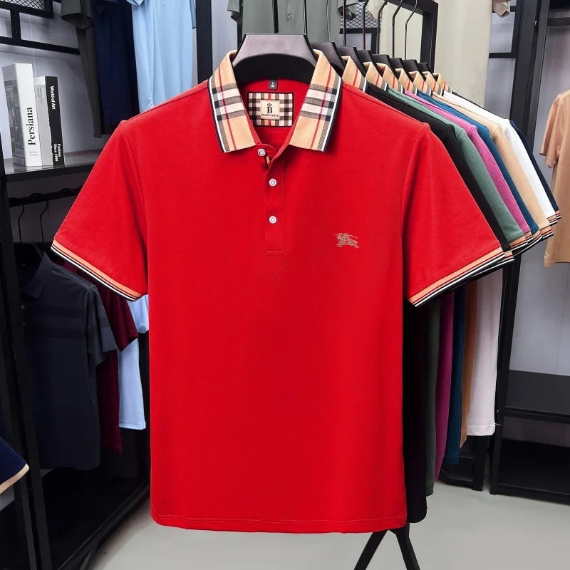 Designer fashion brand short sleeve polo shirt men summer new luxury exquisite embroidery high-end business casual Paul T-shirt