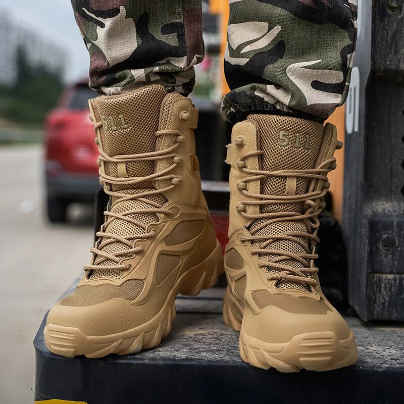 Mens Military Boots Outdoor Hiking Work Shoes Men Rubber Boots Desert Combat Boots