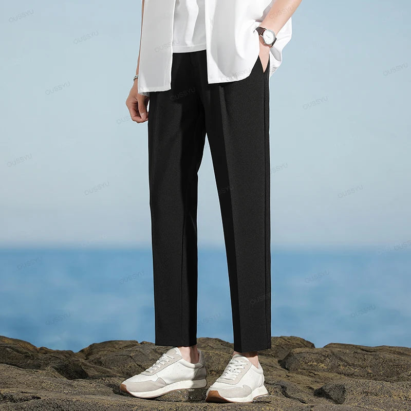 Clothing Smooth Suit Pants Men Business Formal Work Pant Korean Casual Long Office