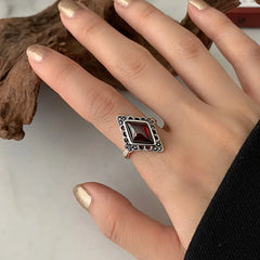 Red Garnet Stone Thai Silver Ladies Rings Wholesale Jewelry For Women Christmas Gifts