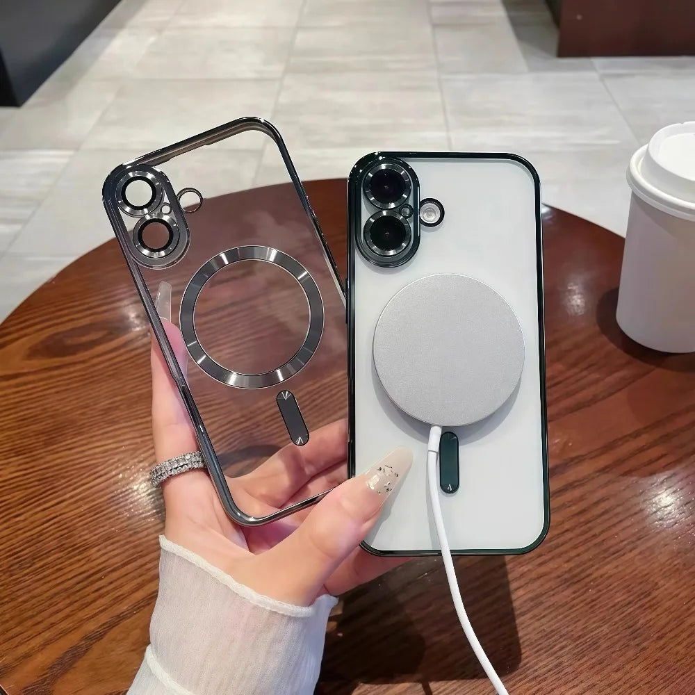 Magsafe Magnetic Plating Phone Case For iPhone 17 Air Pro Max 17Pro Bumper Case For iPhone17 Pro Max Clear Back Cover