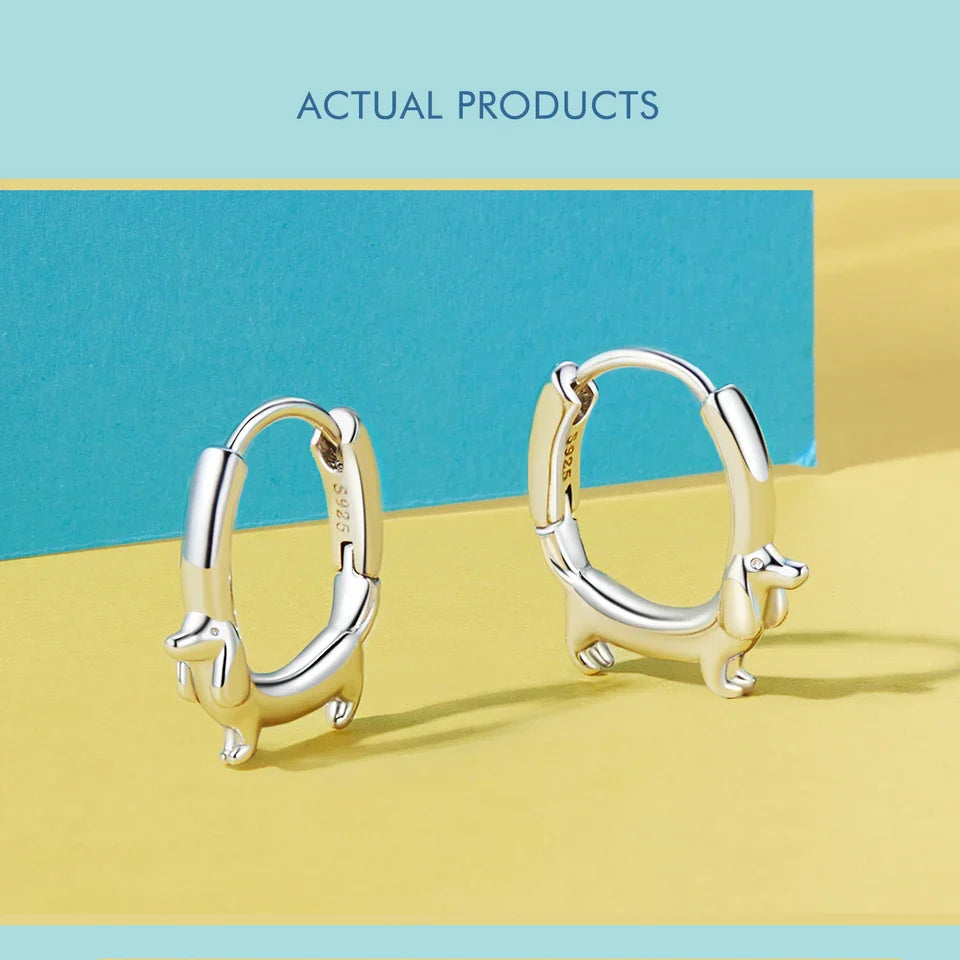 WOSTU Snake Dog Cat Ear Buckles Women 925 Sterling Silver Dachshund Hoop Earrings Girl Party Birthday Gift Minimalism Jewelry
