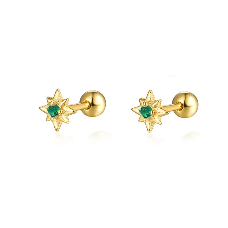 WANTME 925 Sterling Silver Fashion Love Butterfly Romantic Star Crown Screw Stud Earrings for Women Ear Bone Piercing Jewelry