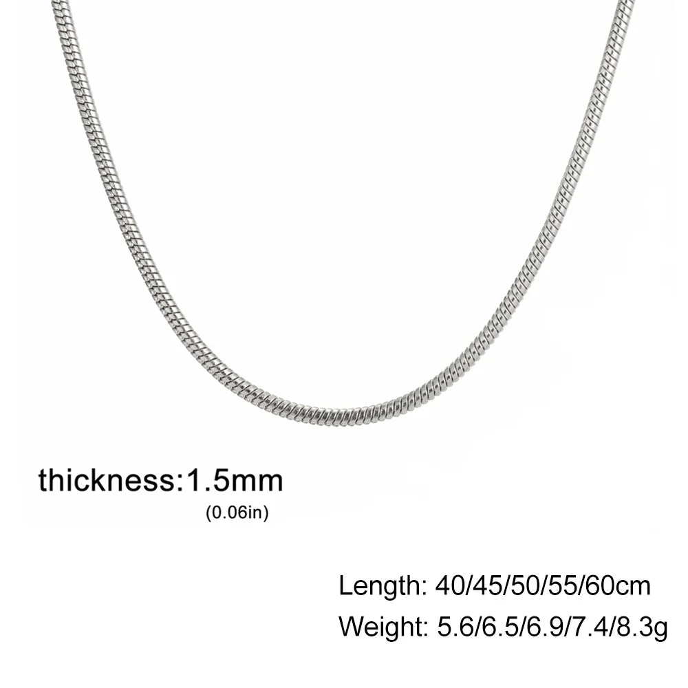 Skyrim Stainless Steel Gold Color Round Snake Chain Necklace Women Men Long Neck Chains Trendy Punk Jewelry Gift Wholesale