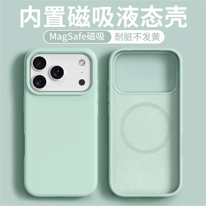 Magnetic Case For iPhone 17 Pro Max 17 Ari MagSafe Liquid Silicone Comfortable Feel Built in Flocking Protect Cover