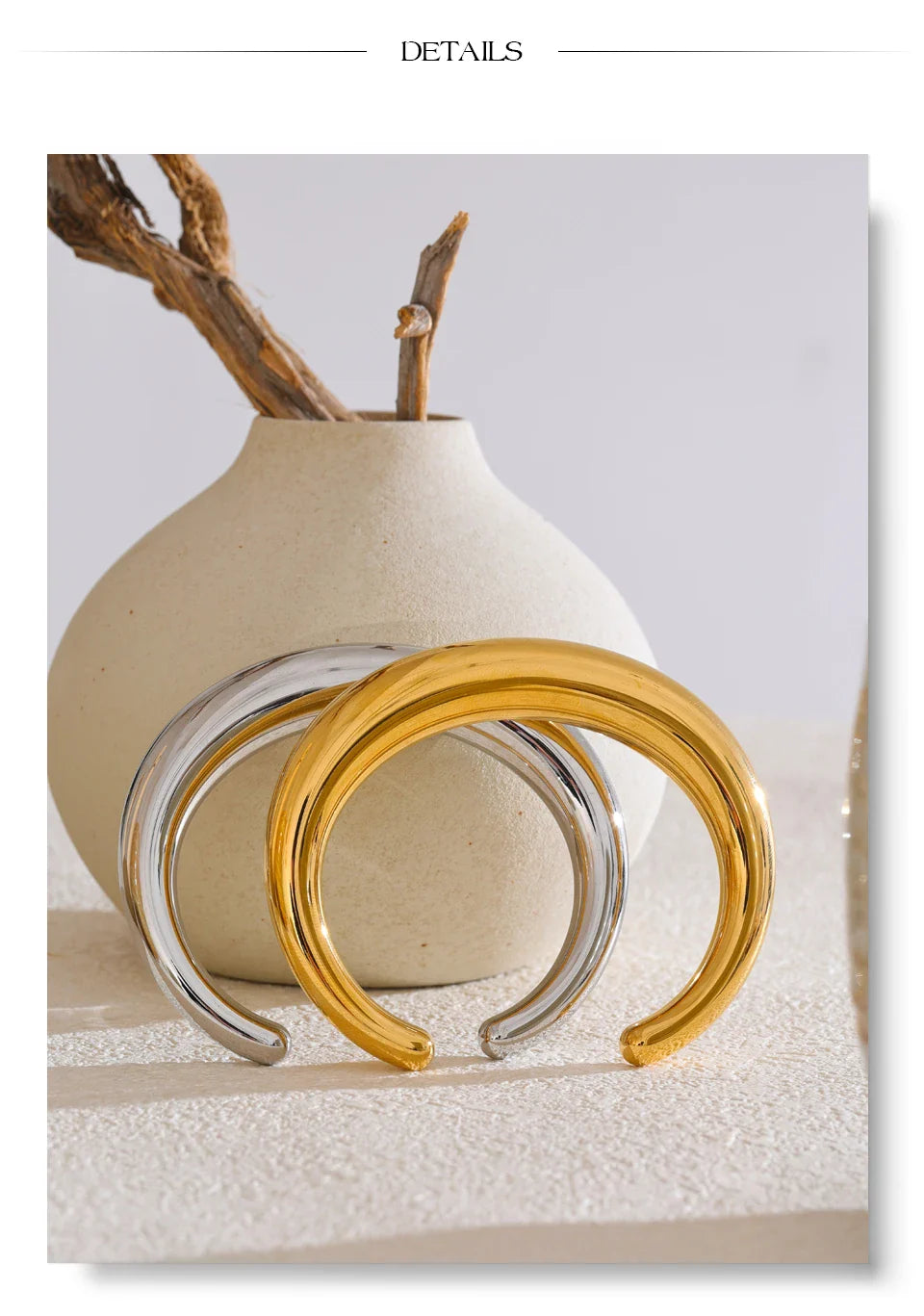 Yhpup 62mm Stainless Steel Smooth Expensive Chunky Cuff Open Bracelet Bangle Statement Texture High Quality Jewelry Gift