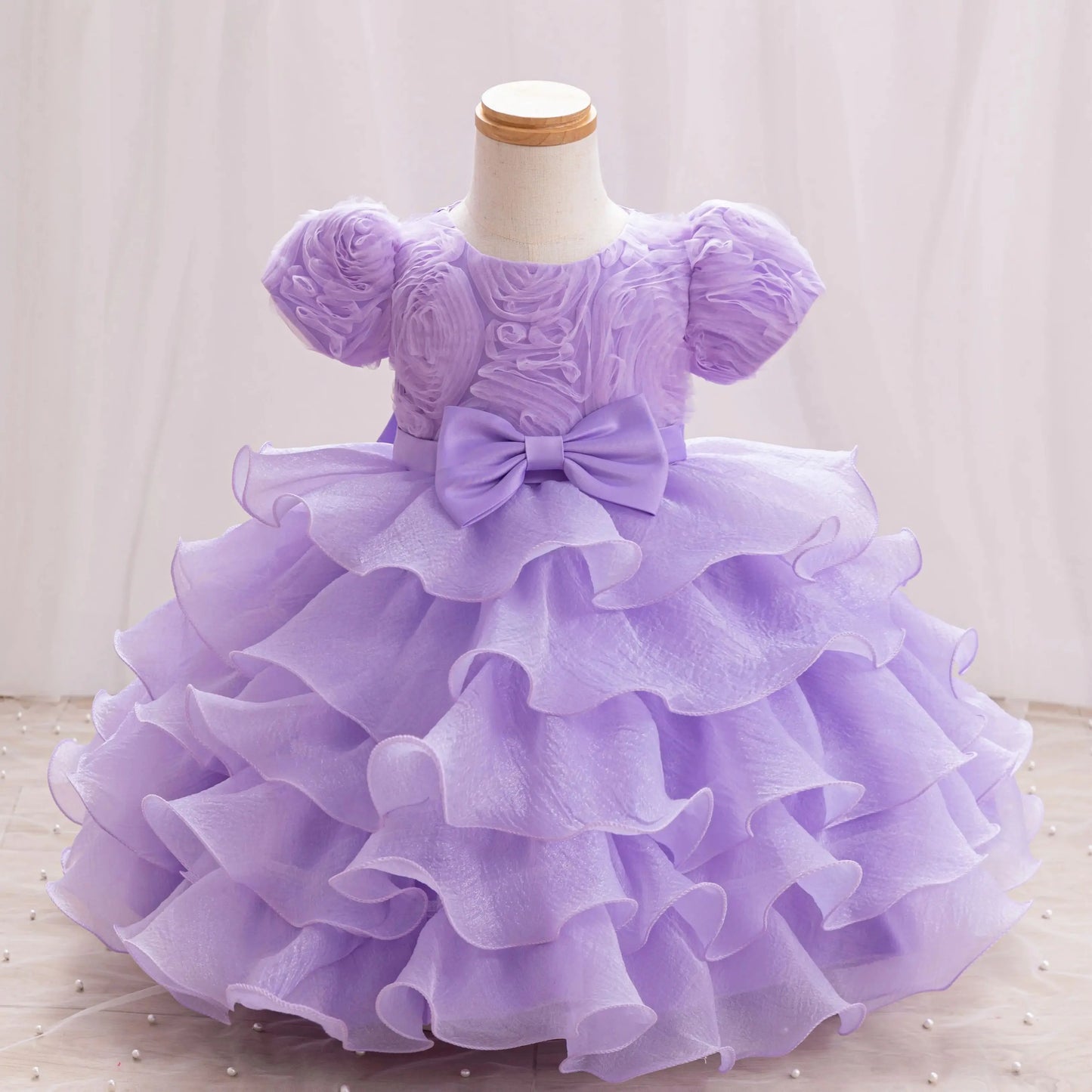 Baby Dress 2025 Spring/Summer on new three-dimensional floral soft yarn birthday party piano Performance Girl dress Elegant fluf