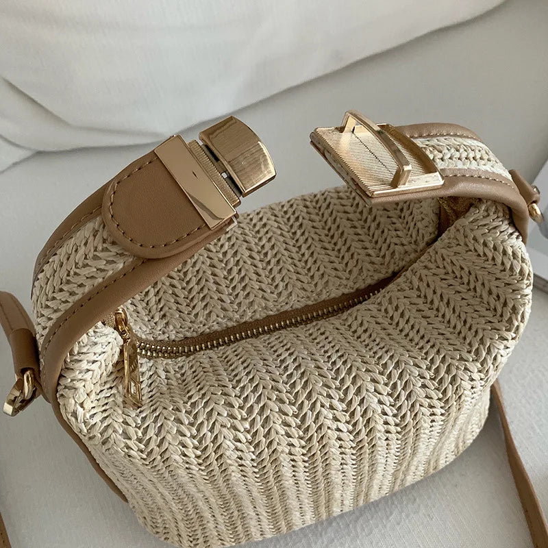 Straw Crossbody Bag For Women Fashion Small Knitting Tote Bag Bohemian
