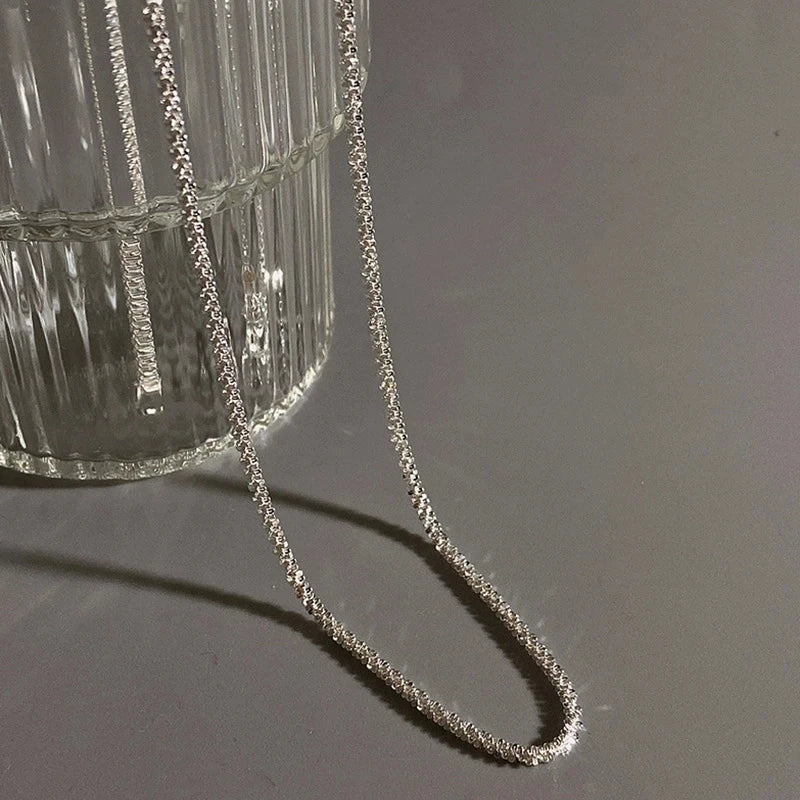Silver Colour Sparkling Clavicle Chain Choker Necklace For Women Fine Jewelry