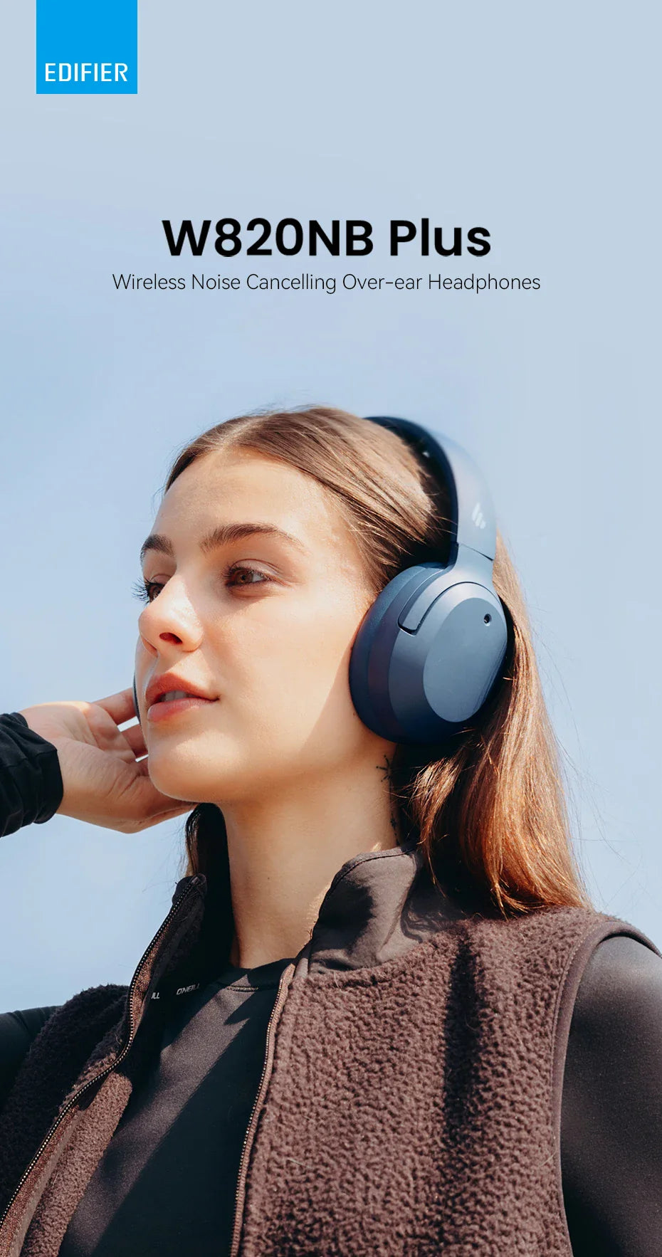 Edifier W820NB Plus(2025 Ver.) ANC Wireless Headphone Bluetooth 6.1 Over-ear Headset -49dB Noise Canelling Earphone Hi-Res Audio