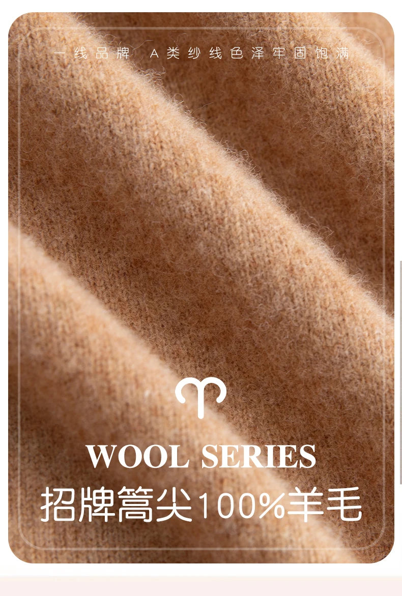 Pure Wool Sweater Men's Autumn Winter O-Neck Pullovers Business Casual