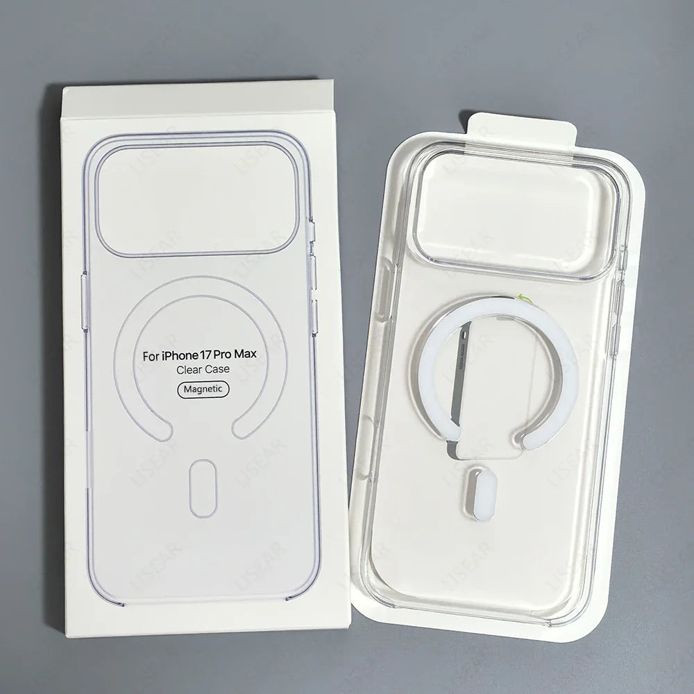 Original Clear Phone Case For iPhone 17 Air 16 15 14 13 12 Pro Max Mini For Magsafe Wireless Charging With Touch Camera Button