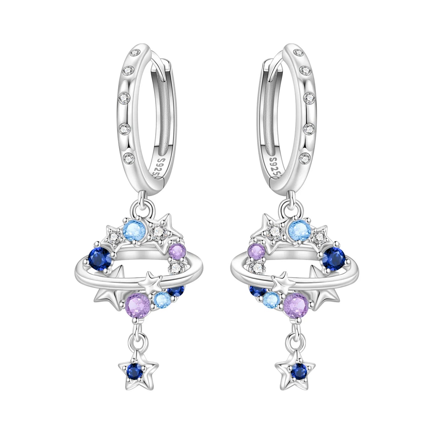 PANPOKI 925 Sterling Silver Multi Layer Starry Tassel Drop Earrings Women Earrings Charm Trend Versatile Party Jewelry Gifts