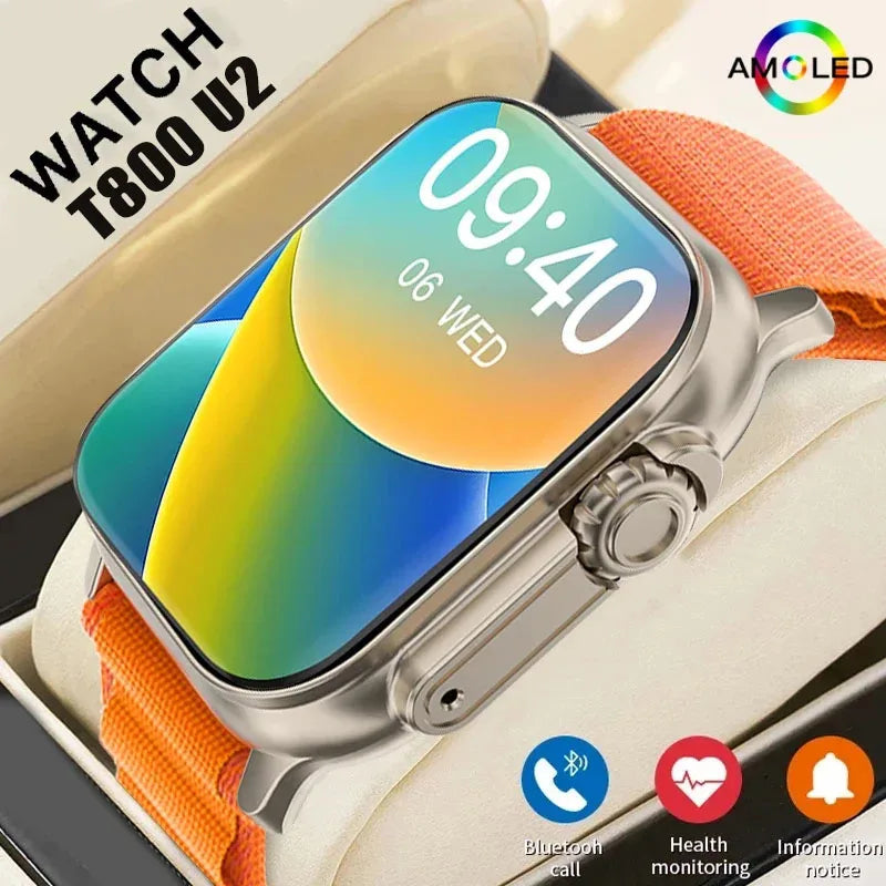 2026 New T800 Ultra 2 Smart Watch Men 49mm Series8 AMOLED Screen NFC Compass Waterproof For Apple Watch IWO Ultra 8 Smartwatch