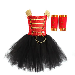 Halloween Nutcracker Costume For Baby Girl Dress Festive Kid Sling Lace TUTU Skirt Tunic+Headband+Wristband 3PC Set Child Frock