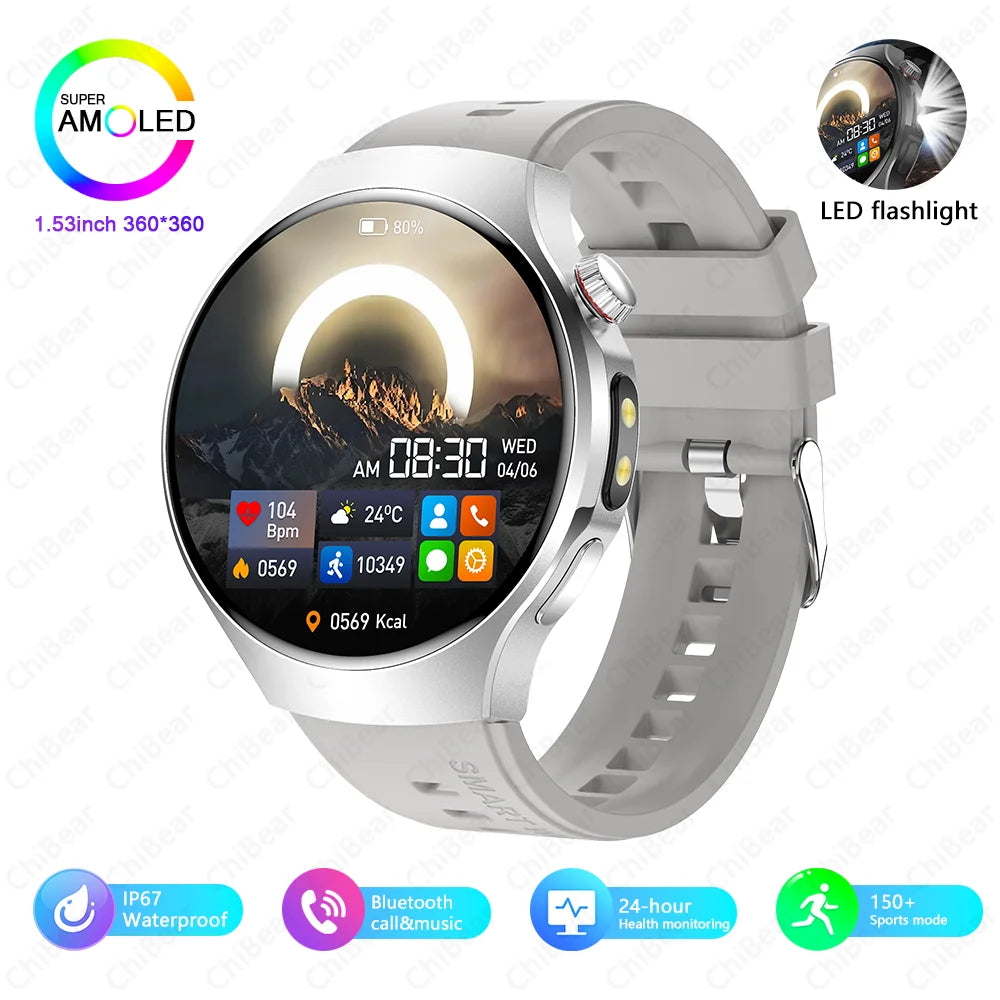New Smart Watch Men Full Touch Screen Compass Bluetooth Call Flashlight Sports Activity Fitness Heart Rate Waterproof Smartwatch