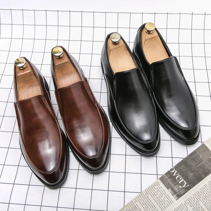 Men Dress Shoes Business Slip on Men Leather Formal Moccasin Oxford Male Loafers Shoes for Men