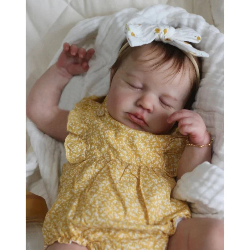 49cm Full Body Vinyl Reborn Doll Loulou with Rooted Hair Newborn Baby 3D Painted Skin with Visible Veins Bebé Reborn Juguetes