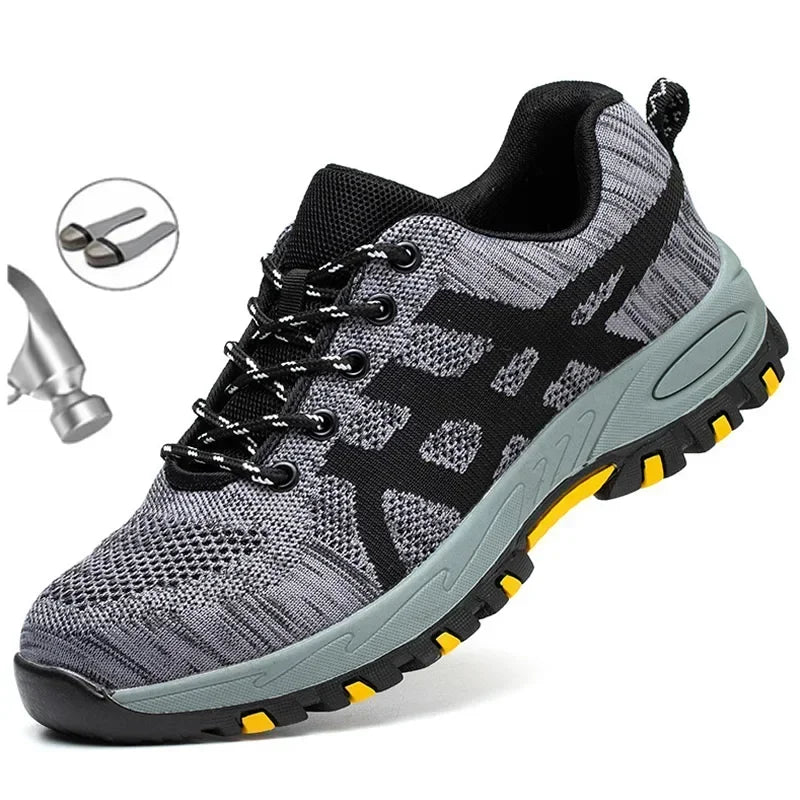 Men Steel Toe Work Sneakers Safety Shoes Anti Puncture Construction Boots Lightweight Durable Protective Footwear for Work