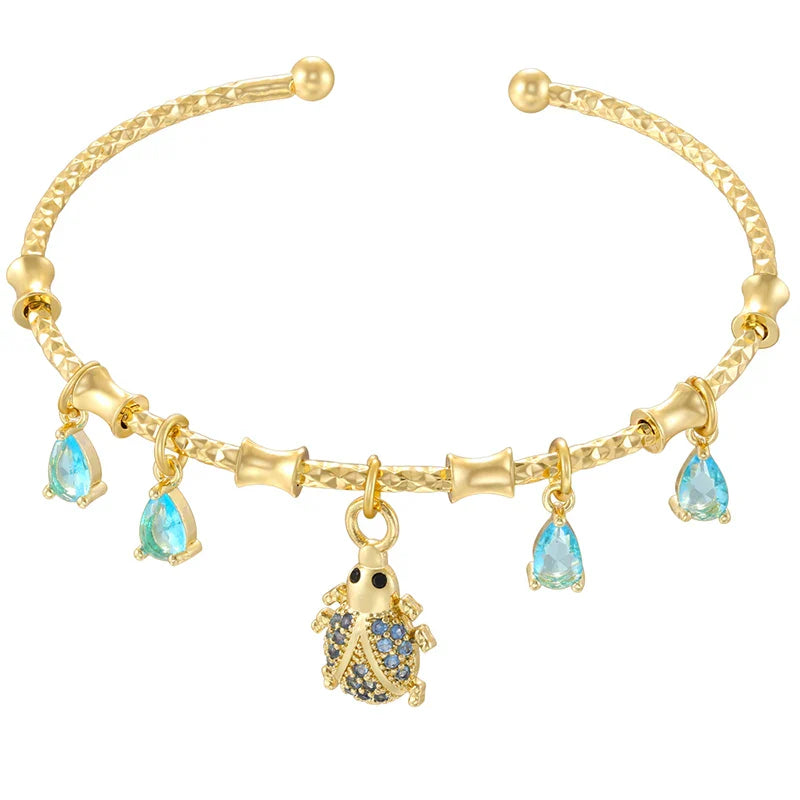 ZHUKOU candy charms bracelet for women Gold color romantic round charms bangles lady birthday gifts Man bracelet Jewelry VL338