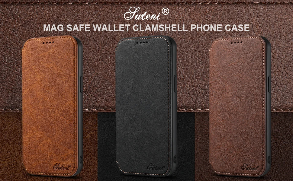 Wireless Charging Leather Phone Case For iPhone 12 13 14 15 16 Plus 17 Pro Max Flip Cover Wallet Card Holder